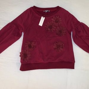 Anthropologie Floral Aplique Sweatershirt